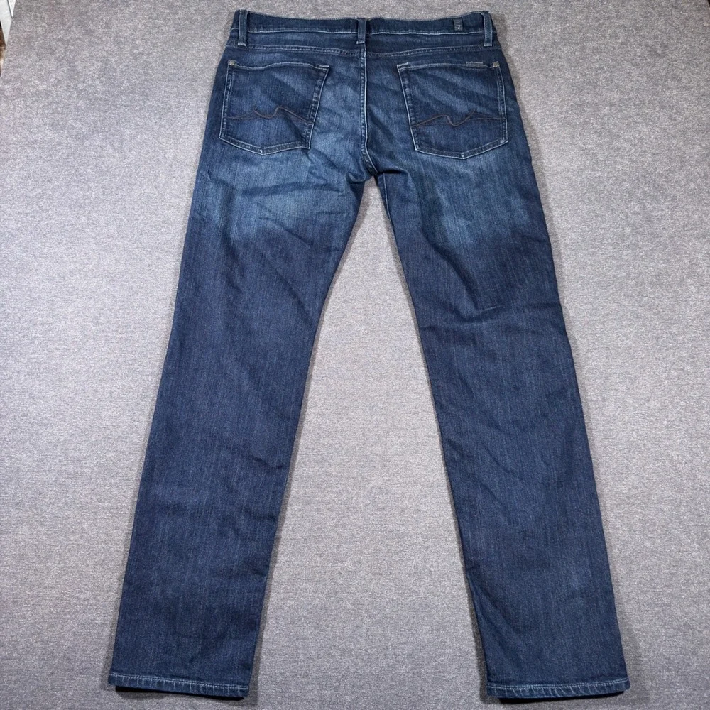 7 For All Mankind Slimmy Jeans Mens 36x32 Blue Slim Straight Leg Denim Pants